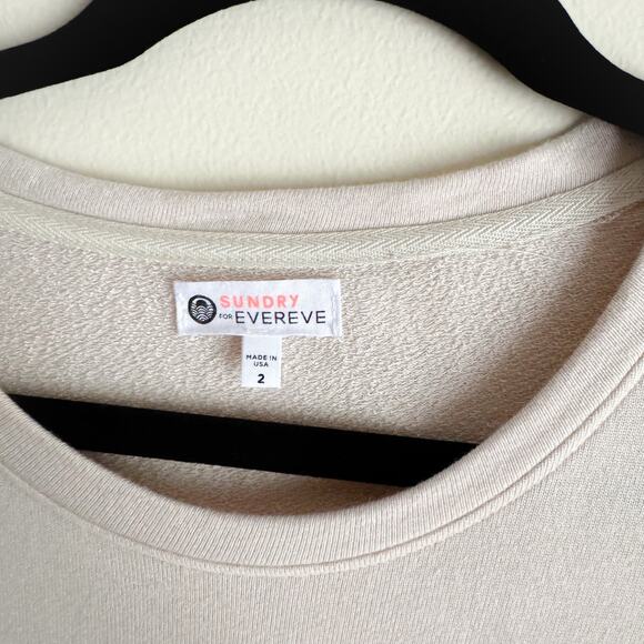 Sundry x Evereve Tan + Neon Stripe Varsity Long Sleeve Lightweight Sweater - Picture 4 of 10